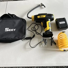 Skey Car Air Pump Black with Yellow Trim Case And All Accessories Original Box