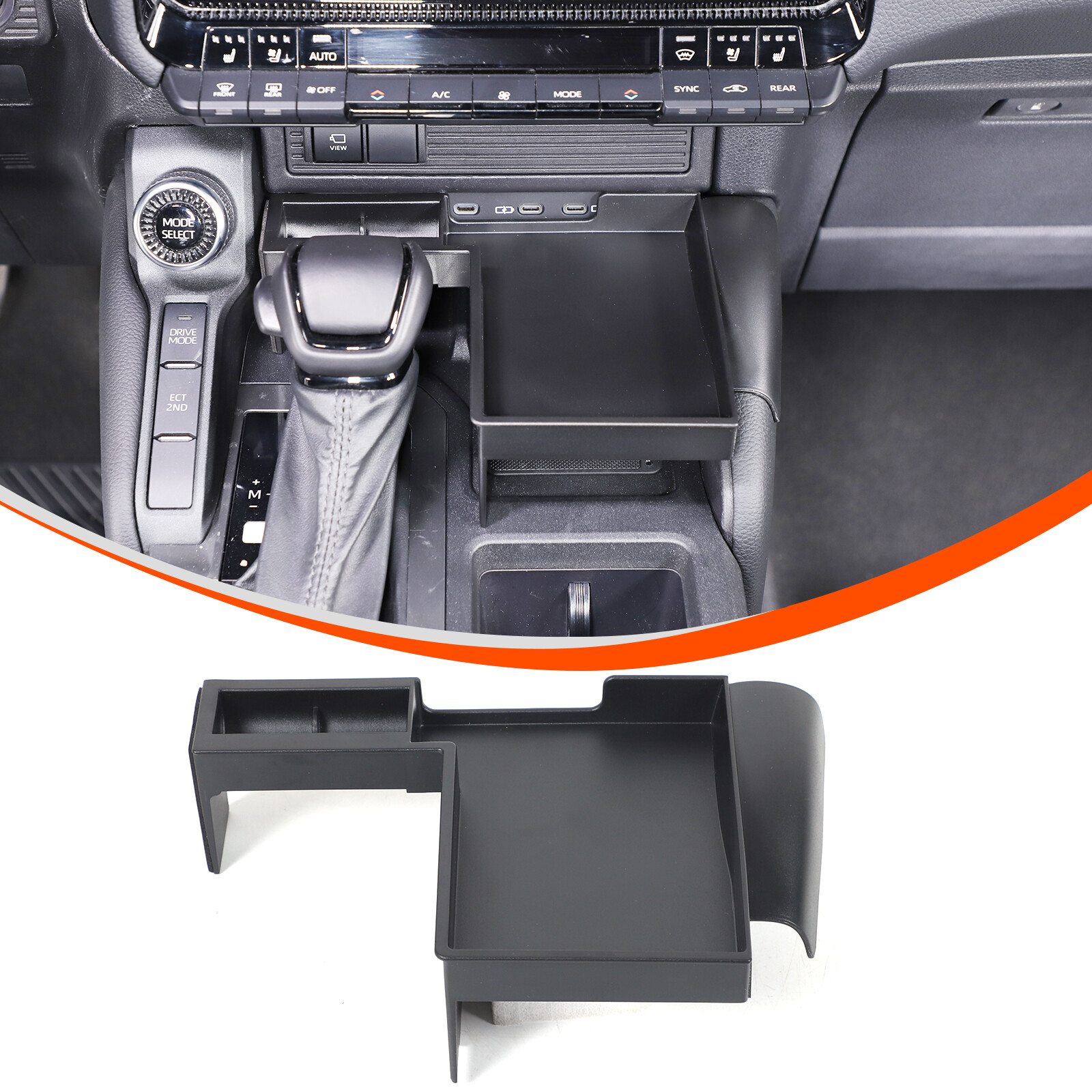 Gear Shifter Front Console Storage ABS Black Box For Toyota Prado 24+
