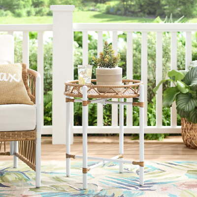 Lilah Outdoor 20'' Round End Table, White