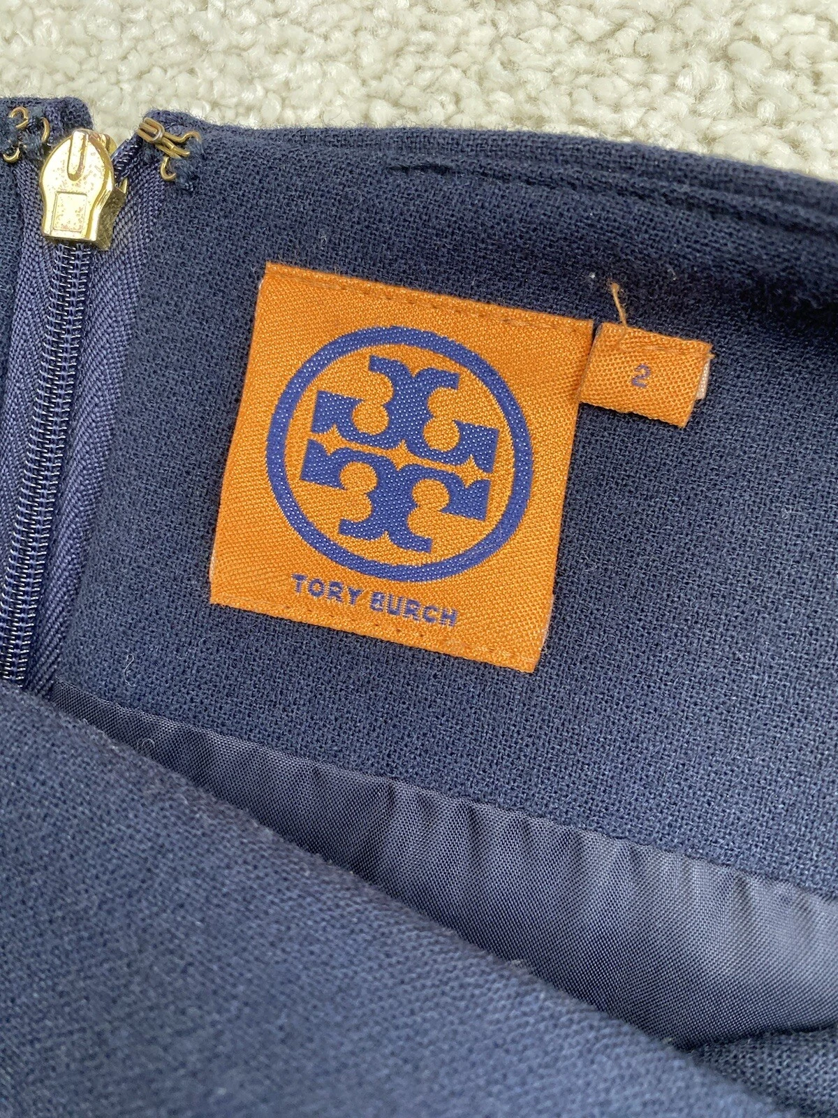Abito blu navy Tory Burch taglia 2 senza maniche misto lana