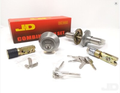 MOBILE HOME PARTS ENTRY LEVER LOCK AND DEADBOLT SET  WITH 4 KEYS BRUSHED NICKLE