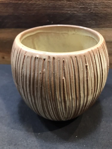Vintage FRANKOMA POTTERY Coconut Tiki Mug Cup HAWAIIAN Trade Winds Club T7 Brown