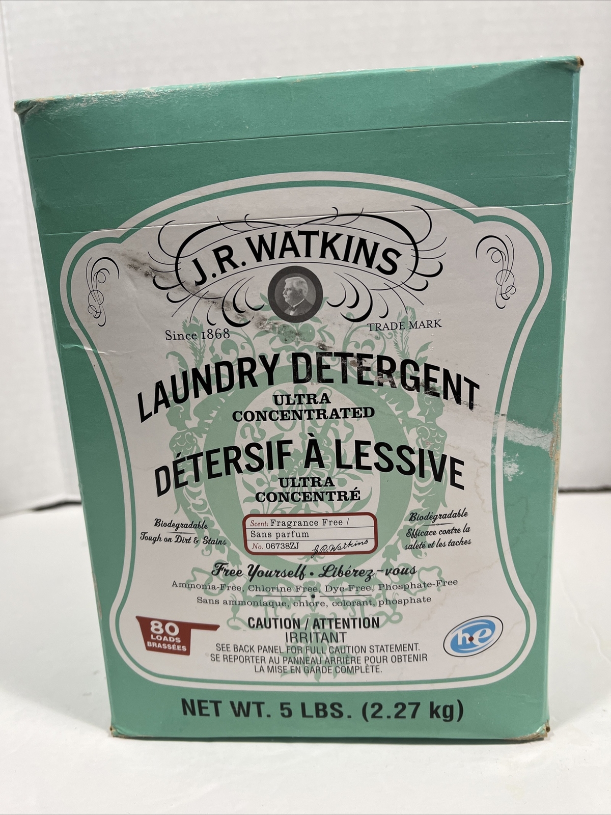 J.R. WATKINS POWDER LAUNDRY DETERGENT ULTRA CONCENTRATED, LARGE 5 POUND