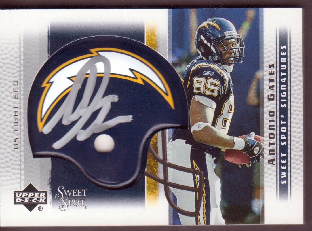Antonio Gates Autographed Signed San Diego Chargers 2005 UD Sweet Spot Helmet Card LA Chargers San Diego 