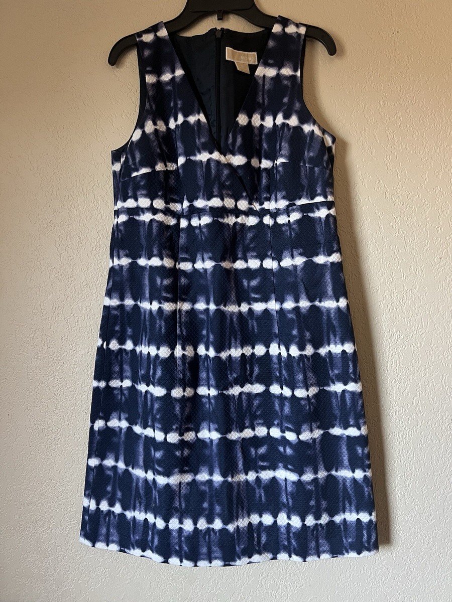 Michael Kors Womens Sheath Shift Dress Tie Dye Print V Neck