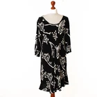MASAI Womens Black Floral 3/4 Sleeve Viscose Dress Tunic Size 2XL 3014