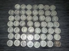 1942-64 Silver Dime Lot Of 55. One Mercury Dime. 90% Silver