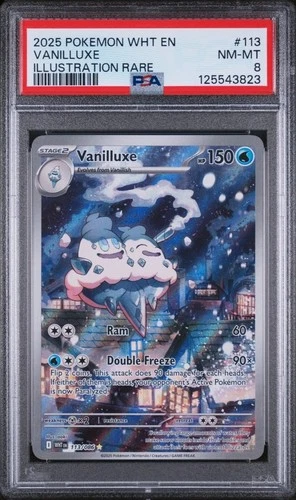2025 Pokemon VANILLUXE 113/86  White Flare EN  Illustration Rare  NM-MT PSA 8