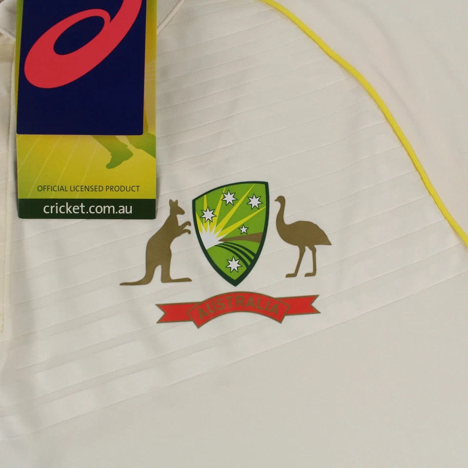 Camisa de prueba réplica Asics Cricket Australia para hombre 2XL crema poliéster manga corta Foto 4 de 4