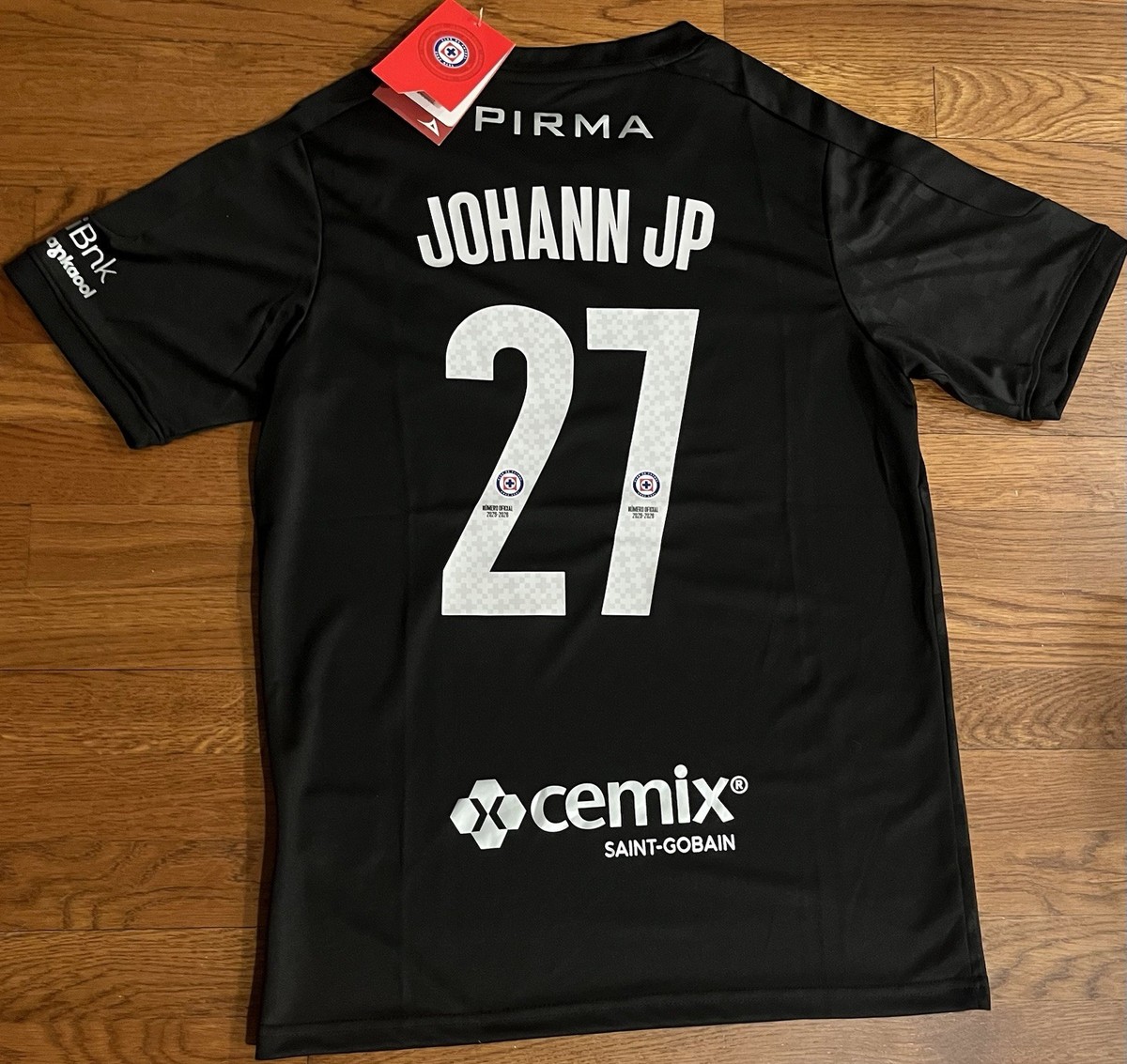 Pirma Cruz Azul JOHANN JP #27 Black Soccer Jersey Size S Unisex