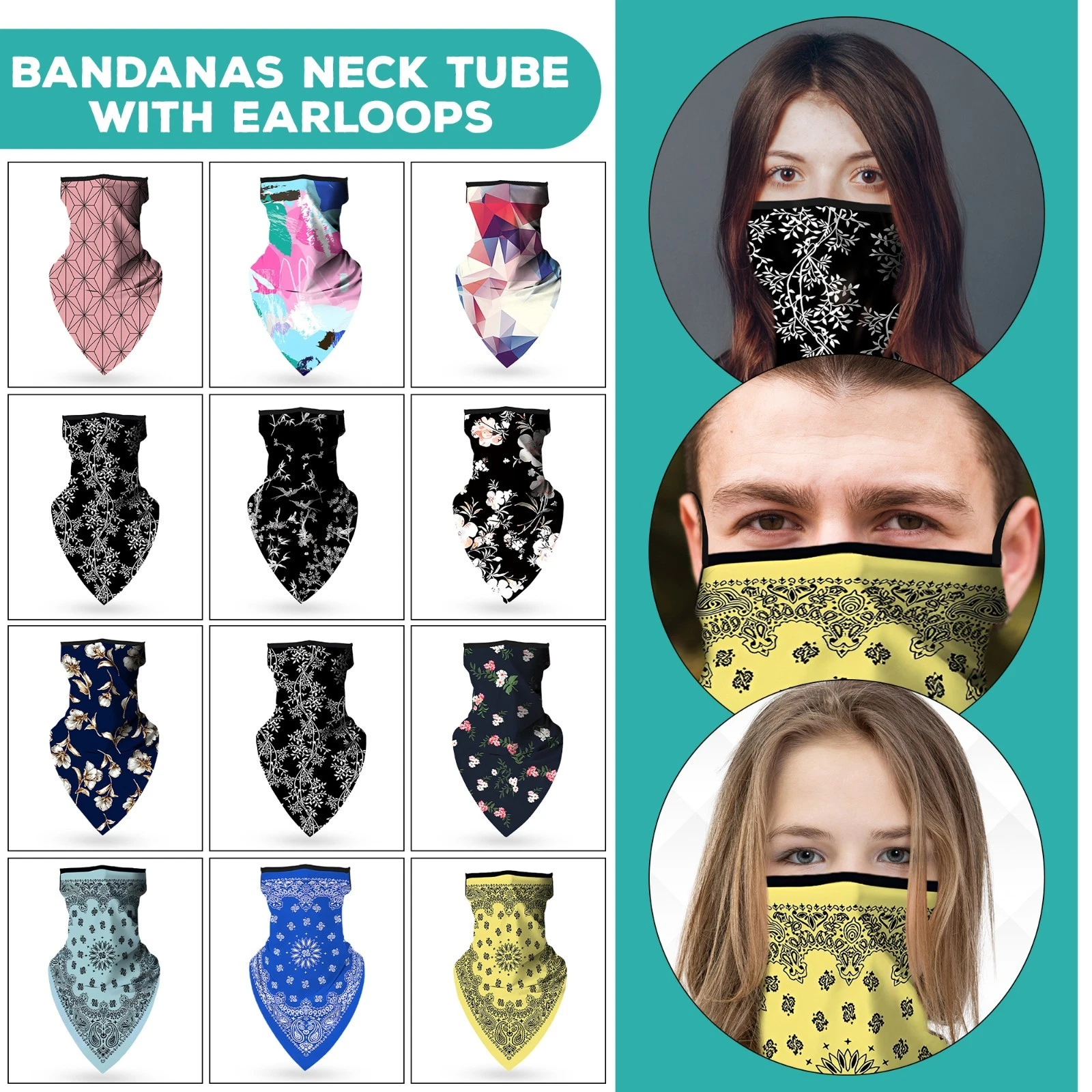 Bandana 50pcs Neck Gaiter Face Cover Balaclava Snood Mask Cycling Running Joblot