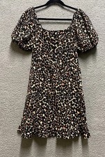 Who What Wear Dress XS Leopard Brown Short Sleeve Animal Print A Line