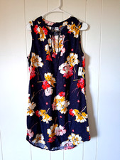 Old Navy Dress Women's Size Medium Blue Yellow Floral Knee Length Sleeveless New