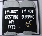 Happypop Men's Novelty Sleep Crew Socks DH3 Just Resting My Eyes One Size NWT