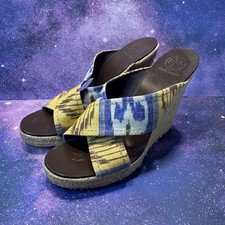 Slightly Used Tory Burch Bailey Wedges Mules Espadrilles Sandals Black Size 8