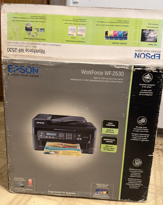 #ad Epson WorkForce WF 2530 All in One Printer Open Box Complete w CD $49.99