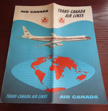 1960 Air Canada Trans-Canada Air Lines Map Fleet & Service Guide Trilingual