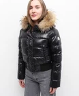 Authentic Women's MONCLER Alpin Down Puffer Jacket Black Hooded Size 2, S-M