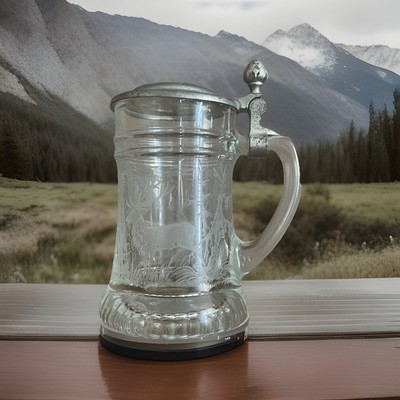 Vintage Schnapskrugerl Miniatur Bierkrüge mit geätztem Hirsch Design