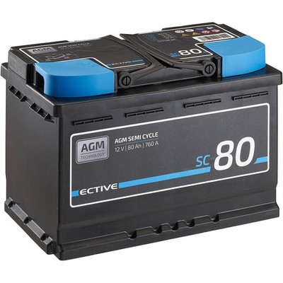 ECTIVE 12V 80Ah AGM Semi Cycle Versorgungsbatterie Wohnmobil Batterie Akku