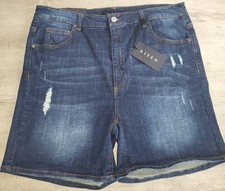 Risen LA Women's Lightly Distressed Dark Wash Denim Jean Shorts Size 3XL NWT