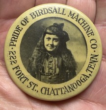VINTAGE CELLULOID ADVERTISING POCKET MIRROR BIRDSALL MACHINE CHATTANOOGA TN