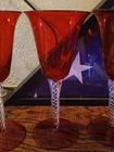 Blenko Air Twist Ruby red glass goblets set of five