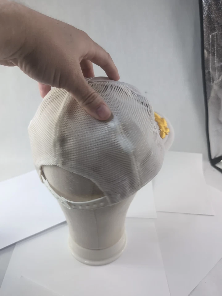 RARE! VTG Adult, Hat Trucker Gulf Shores Post 44 Gold Leaf Mesh Back White - Image 3 of 4