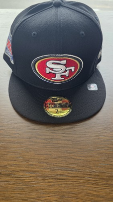 #ad New Era Black San Francisco 49ers Super Bowl XXIV 59FIFTY Fitted Hat Sz 7 1 2 $39.99