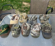 Lot of 9 Hunting Camo Hats Mixed Brands Cabela’s Yane Realtree Vary Condition