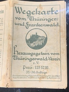 Route map of Thuringian and Franconian Forest and their foothills Karlsruhe 1939