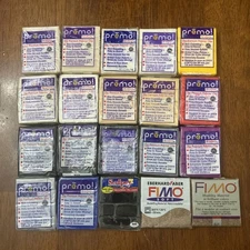 Sculpey Clay - Oven Bake - Premo & A Few Fimo -  20 - Various Colors Lot