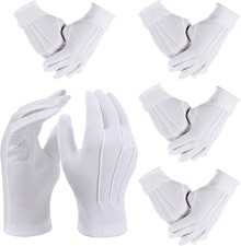 5Pairs White Usher Gloves for Church Men Polyester Parade Glove Dress