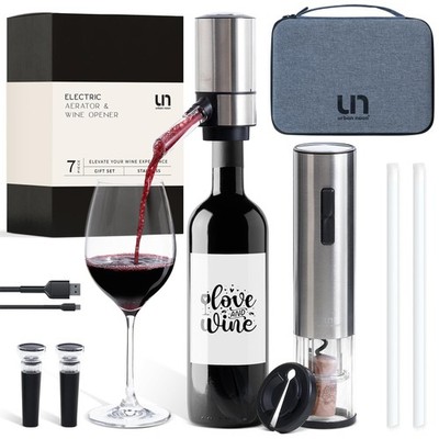 Rechargeable Electric Wine Opener Set with Aerator, Foil Cutter & Vacuum Stop...