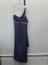 David's Bridal Women's Purple One Shoulder Ruched Rhinestone Formal Dress Sz 18