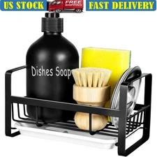 Kitchen Sink Organizer Stainless Steel Rack W/ Drip Tray Wall Mounted Storage US