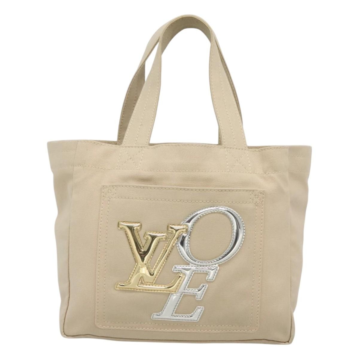 Louis Vuitton Love Tote Bag in Beige Canvas Authentic Luxury Handbag-image