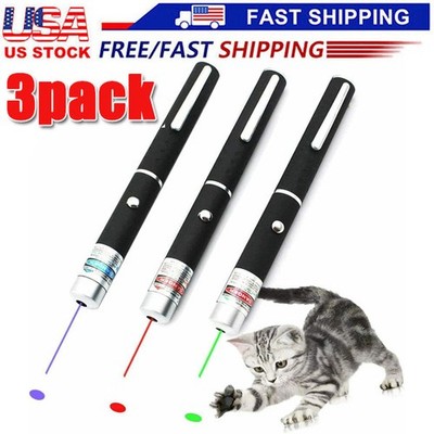 3 Packs Color 900Mile Laser Pointer Pen Green Blue Red Light Visible Beam Laze