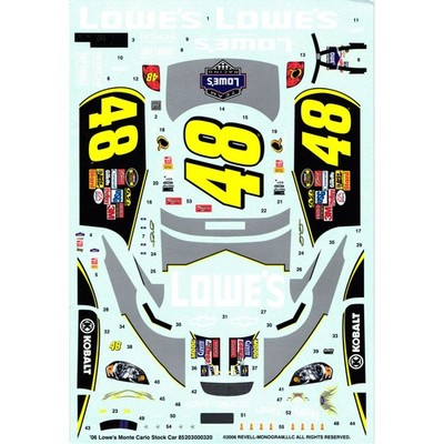 Revell Monogram Jimmie Johnson #48 Lowe's Monte Carlo 1:24 Decal
