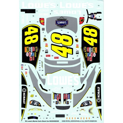Revell Monogram Jimmie Johnson #48 Lowe's Monte Carlo 1:24 Decal