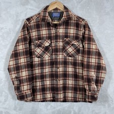 Vtg 70s Pendleton Loop Collar Board Shirt M Plaid Flap Pocket Camp Flannel READ