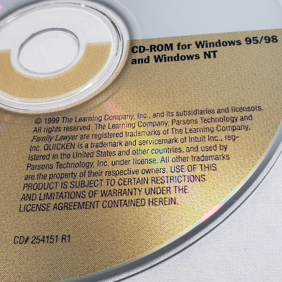 QUICKEN FAMILY LAWYER 2000 SOFTWARE CD disc only untested - Image 3 of 4