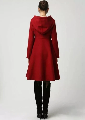Women Winter Hooded Overcoat Trench Coat Wool Blends Long Jacket Outwear Parka!@ - Picture 5 of 15