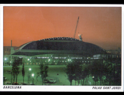 BARCELONA (SPAIN) OLYMPIC STADIUM illuminated / PALAU SANT JORDI in 1992