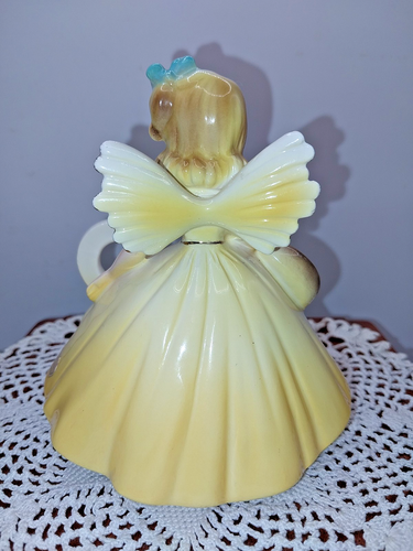 Vintage Josef Originale Geburtstag Mädchen Winkel Porzellan Puppe 8 Jahre blaue Blumen - Bild 4 von 7