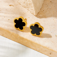 Edle Ohrringe Schmuck Blume Ohrstecker Edelstahl Gold Plattiert (Vergoldet)