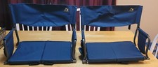 2-GCI Outdoor Full Size Stadium Bleacher Seat Back Armrest Cup Holder  Blue Read
