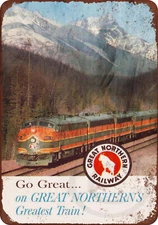 1964 Great Northern Railway Vintage LOOK reproduction metal sign 8 x 12