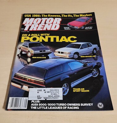 Motor Trend Magazine August 1985 On A Roll With Pontiac
