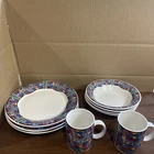Vintage 1996 Gibson Coca Cola Mosaic Pattern Dish Set